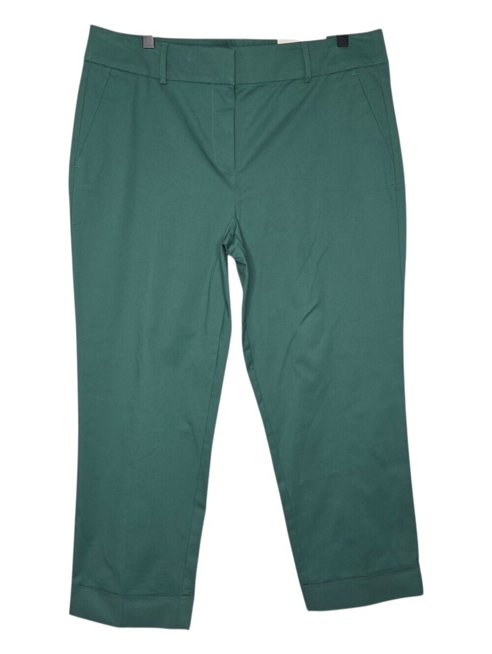 Ann Taylor Womens Green Mid Rise Cuffed Workwear Office The Crop Pants Size 12